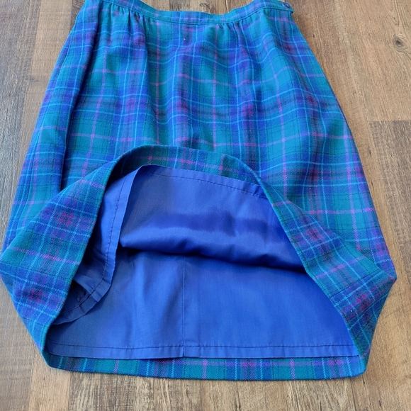 Vintage Pendleton Blue Purple Plaid Wool Skirt - Picture 3 of 8